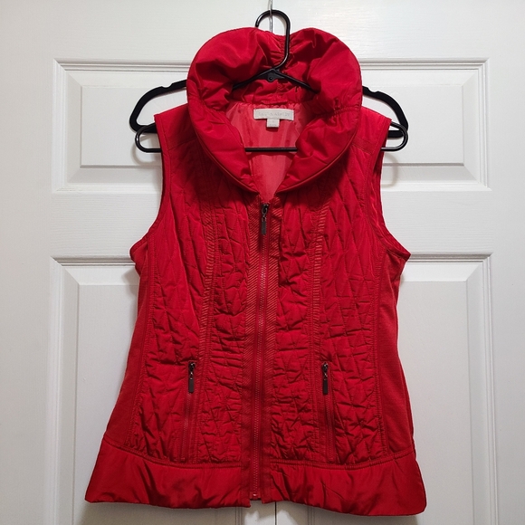 Laura Ashley Red Quilted Puffer Vest S Women's Sleeveless Full Zip pockets - Picture 15 of 16